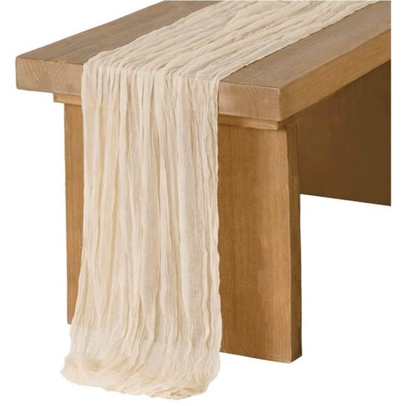 Ivory Cheesecloth Cream Table Runner 13.3ft Boho Gauze Wedding Tablecloth Decor - Picture 2 of 3